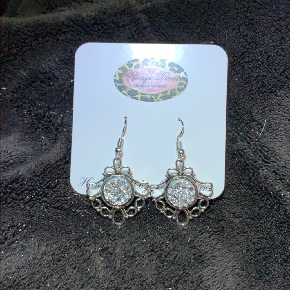 Silver Druzy Dangles